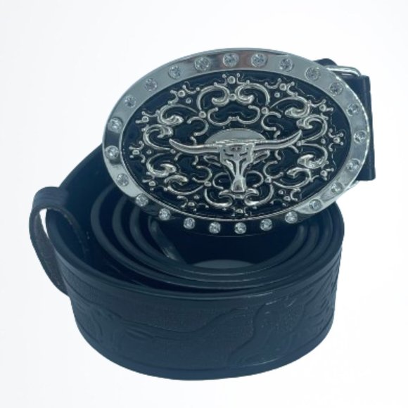 Genuine Leather Belt for Man No Buckle 3.8cm width Cowskin Tang Grass Cow Eagle - Picture 1 of 9
